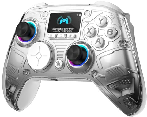 AOC Interactive Screen PC Controller — Wireless Controller Compatible with PC/Switch/Switch 2/iOS/Android, Hall Effect Joystick & Triggers, RGB Lighting, Adjustable Vibration/Turbo, 1000mAh Battery(White)