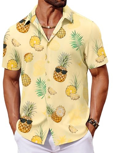 COOFANDY Hawaii-skjorta, män, sommarskjorta, kortärmad, strandskjorta, semester, Hawaii-skjorta, blommor, skjorta, Aloha, herrskjortor, festskjorta