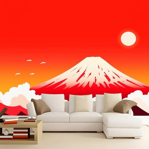 Papel Pintado Panorámico Sol de la Montaña Roja 250x175 cm Fotomurales No Tejido, Murales Decoración Póster Pared Personalizado 3D Para Salón Dormitorio