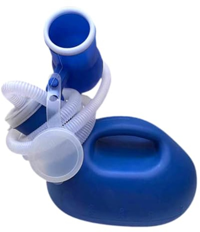 Urinflasche für Männer, wiederverwendbar, mit Deckelgriff, Töpfchen für Fahren, Outdoor, Auto, blauer Schlauch, Länge 1,5 m