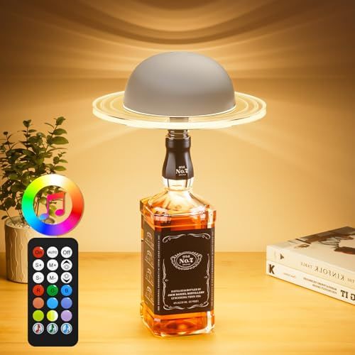 LED Flaschenlampe, RGB Tischlampe Kabellos mit Aufladbar 3 Farbmodi RGB, Dimmbar Nachttischlampe Remote & Touch Control, Tischleuchte Flaschenlicht für Vintage Deko, Restaurant Partys Bar, Weiß
