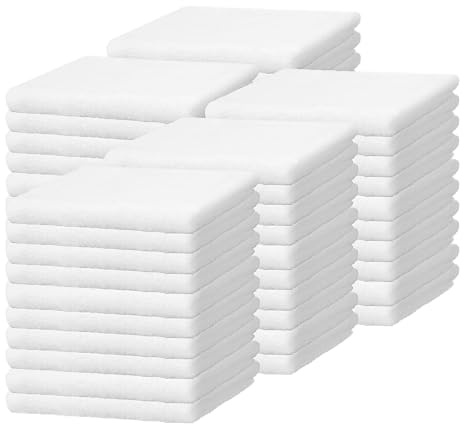 50 Pack White Face Cloths, 30 x 30 cm Cotton Face Towels for Gym and Spa | Soft, Lightweight and Absorbent Face Flannels for Facial Cleansing, Hand Drying, Beauty Treatments and Everyday Guest Use