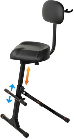 STRICH Sgabello per chitarra con schienale, sgabello regolabile, seduta regolabile in altezza con gancio per bassi acustici, sgabello per tamburo per adulti, batteristi e chitarristi SGT-40