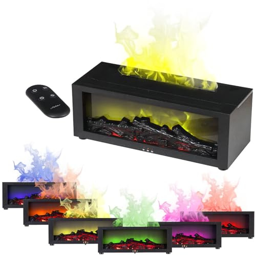 Carlo Milano Kamin Diffuser: Aroma-Diffusor-Kamin mit 7-Farbiger Beleuchtung und Flammen-Effekt (Aroma Diffuser, Luftbefeuchter LED)