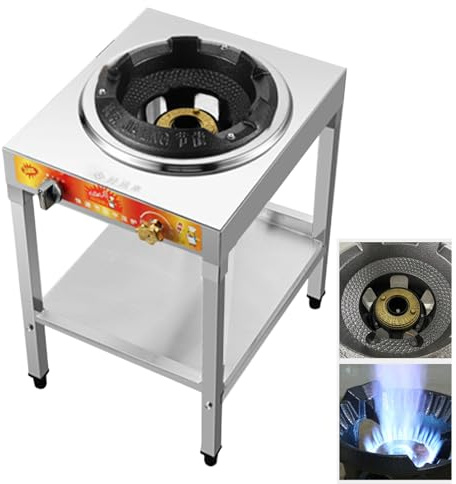 Fornello Campeggio Gas a Un Bruciatore, Fornello Portatile in Acciaio Inox da 5 KW, per Campeggio, Giardino, Cucina All'aperto(370mm)