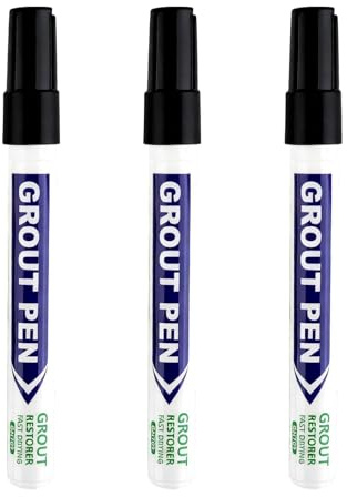 3 PCS Black Grout Pen, Tile Grout Pen for Repair, Waterproof & Moldproof Grouting Marker for Bathroom Kitchen Floor Wall, Non-Toxic Quick-Dry Tile Reviver with Strong Coverage, Stain Mildew Resistant