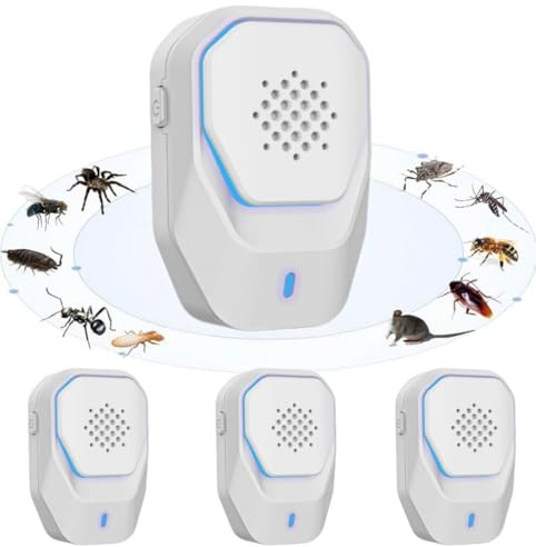 COODAY Repellente per Animali Infestanti ad Ultrasuoni,Repellente per ZanzareAnti Topi,Professionale Elettrico Ultrasuoni per Anti Zanzare,Formiche,Ragni Sicuro per Umani e Animali Domestici (Pack 4)