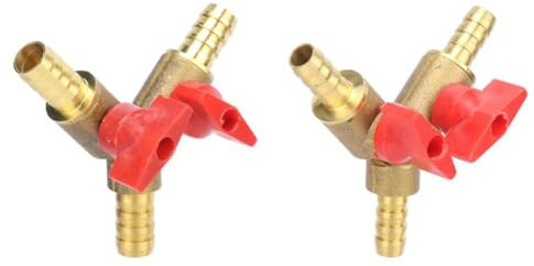 Lagomloot Valvola a sfera a 3 vie in ottone, 8 mm/10 mm, per carburante, aria, acqua, gas, irrigazione giardino, acquario, raccordi idraulici