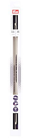 Prym Ergonomische Einpunkt-Stricknadeln aus Kunststoff, 3,5 mm, 35 cm Länge, Mehrfarbig, 1 Paar, Alabasterweiß
