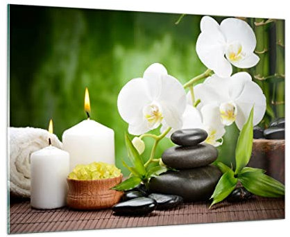 Bilder auf Glas 100x70cm Glasbild Blume aromatherapie spa Groß Wanddeko Bild im Glas Schlafzimmer Küche Deko Wandbilder Dekoration Wohnzimmer Modern Wall Decor Wand Kunstdruck Art GAA100x70-2718