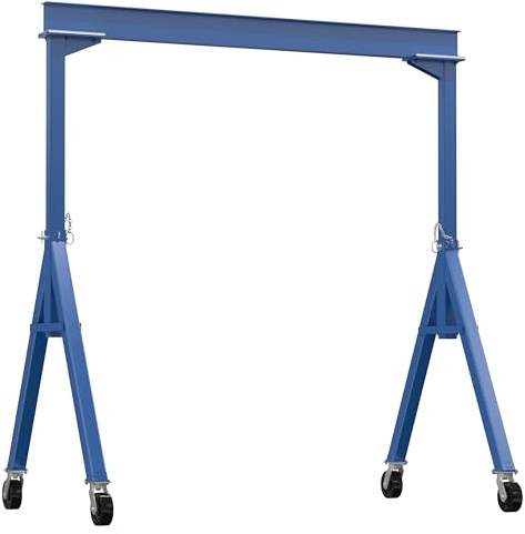 Vestil FHS-4-10 Steel Fixed Gantry Crane with Phenolic Casters 10 Ft. 4000 Lb. Capacity Blue