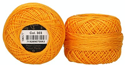 Anchor Perlgarn 8, 4591008-00303, Farbe:dottergelb hell, Stickgarne