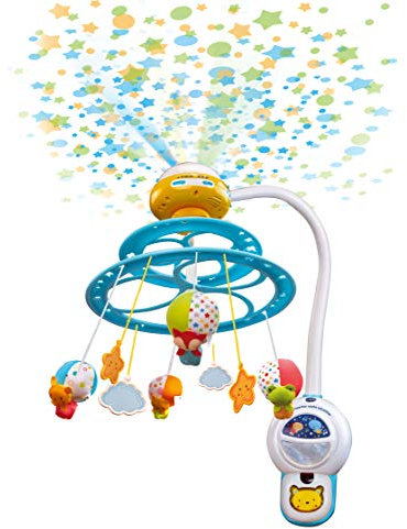 VTech-Baby Noche Estrellitas, Proyector móvil Montaje en techo, para bebé +0 meses, Luces y sonidos relajantes, Lámpara/Módulo extraíble, Mando a distancia, Temporizador, Versión ESP
