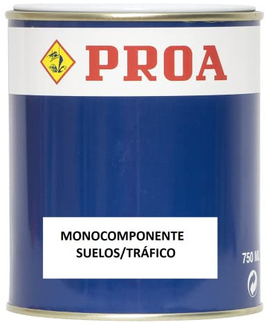 Pintura monocomponente para suelos y garajes. Blanco. 750 ML. Exterior-Interior. PROA.