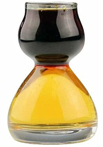 Quaffer Double Bubble Layered Shot Glass Plus Recipe Card Glass Clear 1.25oz On Top 2.25 oz On Bottom by Anchor Hocking