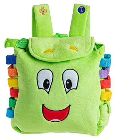Buckle Toys Buddy Toddler Backpack with Buckles & Toddler Learning Activities and Sensory Toys for Toddlers 1-3, Travel Essentials Road Trip Activities for Fine Motor Skill Development Educational Toy