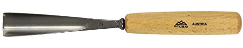 STUBAI Gerades Hohleisen 30 mm | einseitig geschliffen, Serie 55, Stich 9 | präzises Schnitzwerkzeug für Figuren, Konturen & Holzdesign | langlebige Profiqualität