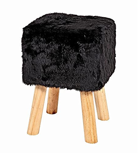 HAKU Hocker schwarz, Massivholz, Textilgewebe - Maße: B 30 cm x H 45 cm x T 30 cm, Style: Glam