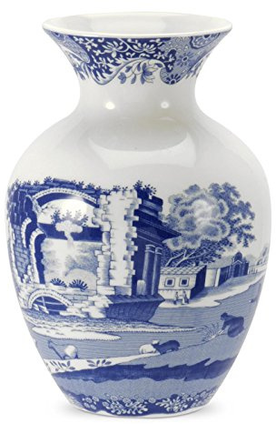 Portmeirion Blue Italian 15 cm Porcelain Vase, Blue/White