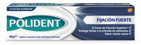 Polident Crema Fijadora Para Prótesis Dentales, Fijación Fuerte, Protección Frente a la Entrada de Alimentos, Sabor Menta Suave, 40 g