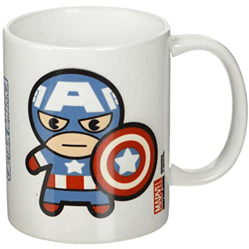 DC Universe Marvel Kawaii Captain America 11oz/315ml Kaffeetassen, Mehrfarbig, 7.9x11x9.3 cm