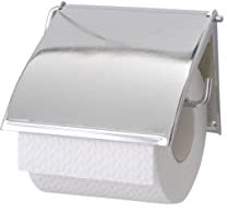 WENKO Toilettenpapierhalter Mod. Cover eleganter Rollenhalter zur Wandmontage für Bad und Gäste-WC inklusive Schrauben und Dübel aus robustem Stahl in Chromoptik 13,5 x 12 x 2,5 cm Lochabstand 10,2 cm
