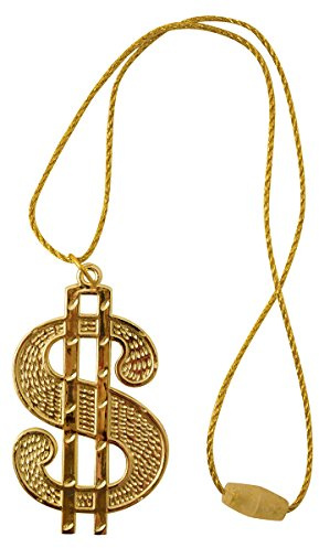 DOLLAR MEDALLION BLING ALI G GANGSTER PIMP RAPPER FANCY DRESS FUN ACCESSORY#Gold