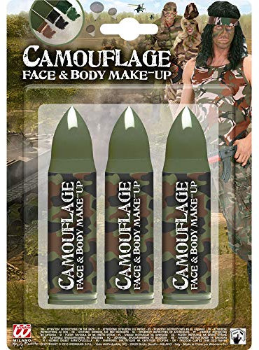 Widmann 50012 - Make-Up Camouflage, 5 Patronen, Schminke, Mottoparty, Karneval, Halloween