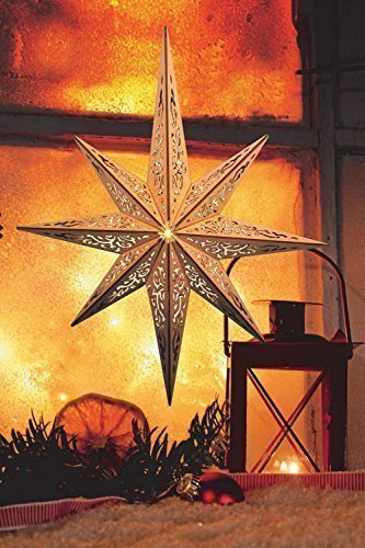 LED Stern aus Holz | mit 10 LED´s beleuchtet | kabellos | inkl. Fernbedienung | 40 cm oder 52 cm | verschiedene Muster | Fensterstern | Holzstern | Weihnachtsdekoration | Adventsstern (52cm Ornamentmuster)