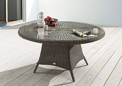 Destiny Gartentisch Luna Ø120x75cm, mit aufgelegter Glasplatte Vintage grau