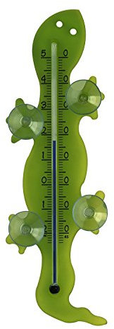 TFA Dostmann Gecko analoges Fensterthermometer, Außentemperatur, Montage mit Saugnäpfen, Gecko-Design