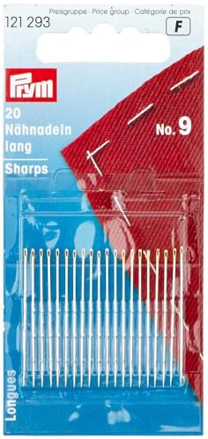 Prym Sewing Needles, Acero Inoxidable, Silver, No.9, 34 x 0,60 mm, 20 Stück