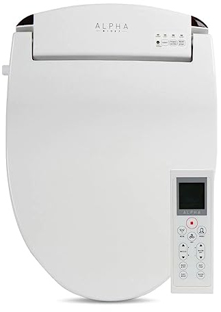 ALPHA BIDET JX2 Round Bidet Toilet Seat, White, Endless Warm Water, *NEW* Bowl Mist, LED Light, Quiet Operation, Wireless Remote, Stainless Steel Nozzle, Sittable Lid, 3 Year Warranty