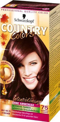 SCHWARZKOPF COUNTRY COLORS Intensiv-Tönung, Haarfarbe 75 Madagascar Rotschwarz, Stufe 2, 3er Pack (3 x 123 ml)