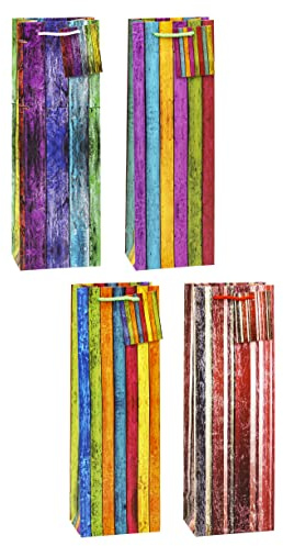 TSI 84281 - Bolsas de regalo para botella (12 unidades, modelos surtidos), diseño de rayas