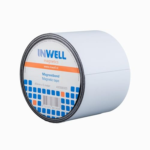 Inwell Magnetband Weiß 80mm x 30m - Nicht Selbstklebend | Beschreibbare Vinyloberfläche, Starke Magnetkraft, Magnetstreifen für Regalkennzeichnung, Whiteboard, Logistik & Schule