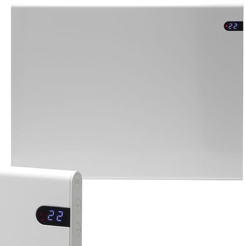 Adax Neo Electric Panel Heater/Convector Radiator With Timer, Thermostat, Modern, Slimline, Wall Mounted (White, 400W)