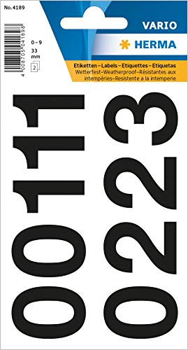 Herma 4189 Zahlen, 33mm, 0-9, wetterfest, Folie, schwarz, 2 Blatt
