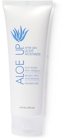ALOE UP Spa Collection After Sun Light Moisturizer – Hydrating Aloe Vera Lotion with Vitamin E – Lightweight, Soothing & Fast Absorbing – Mineral Oil Free, Peach-Apricot Scent – 4 Oz