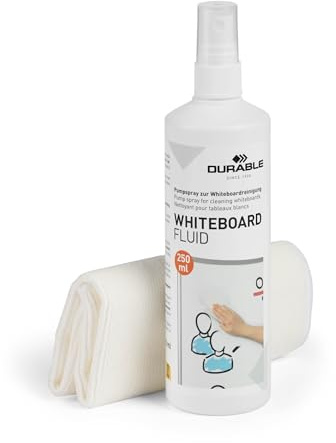Durable Whiteboard Reinigungsset mit 250 ml Pumpspray und 1 Mikrofasertuch 25 x 25 cm, 583300