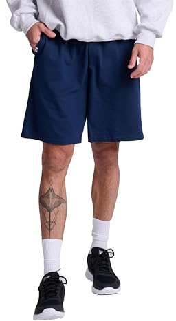 Russell Athletic Men's Cotton Baseline Short with Pockets, J. Navy, Medium