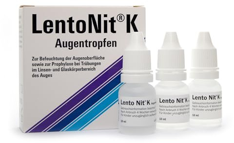 Lento Nit K 3x10 ml Jodidhaltige Augentropfen zur Befeuchtung der Augenoberfläche - Prophylaxe bei Trübungen im Linsen und Glaskörperbereich des Auges - Medizinprodukt