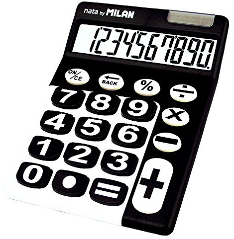 Milan 150610KBL - Calculadora de sobremesa, 10 dígitos, color negro y blanco