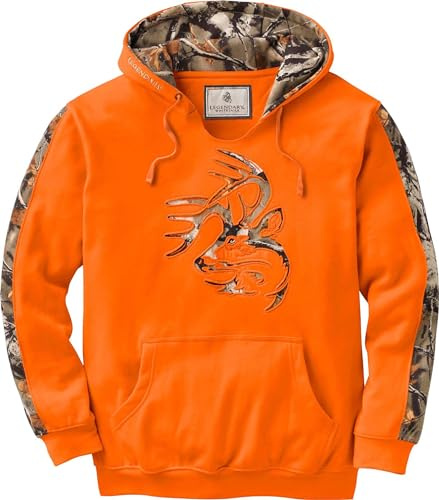 Legendary Whitetails Mens Camo Pullover Hoodie Hunting Sweatshirt, Inferno, Medium
