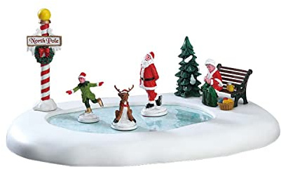 Lemax - North Pole Ice Follies - Breite 28,5cm - Animierte Weihnachtsfiguren auf EIS - Batteriebetrieben - Weihnachtswelt Zubehör