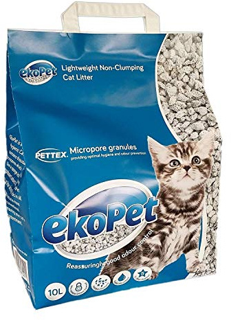 EKO PET Pettex Lightweight Micropore Cat Litter - Medium Size 10L Bag - Lightweight and Non-Clumping Super Absorbent Off White