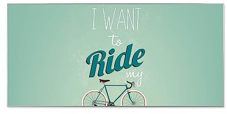 banjado® Magnettafel silber 78 x 37cm / Magnetwand aus Metall/Magnetpinnwand Memoboard/Pinnwand Magnettafel Küche, Büro, Kinderzimmer inkl. 4 Magnete & Montageset Motiv I want to ride my bike