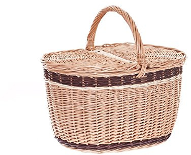 e-wicker24 Alles aus Weide Picknickkorg av vide, pilkorg med locket, picknickkorg