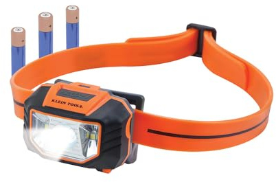 Klein Tools 56220 LED Light, Hard Hat Headlamp, Flood and Spot Light Tilts 45 Degrees, Anti-Slip Strap, for Work and Outdoor Hiking, Camping