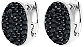 Elli Ohrringe Damen Creolen Black mit Kristalle 925 Sterling Silber